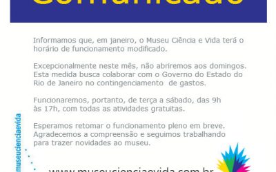 COMUNICADO – Funcionamento em janeiro