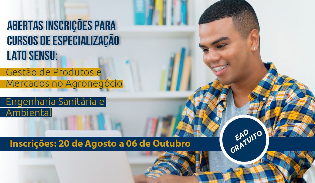 Inscrições abertas para cursos a distância em Gestão de Produtos e Mercados no Agronegócio e em Engenharia Sanitária e Ambiental; atividades presenciais serão nos Polos Cederj