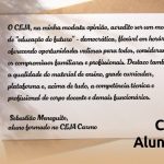 Aluno do CEJA Carmo, Sebastião Meneguite, escreve carta emocionante à equipe da escola