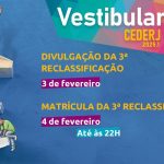 Saiu a lista da 3ª reclassificação do Vestibular Cederj 2025.1 e vagas remanescentes; matrículas abertas até 04/02